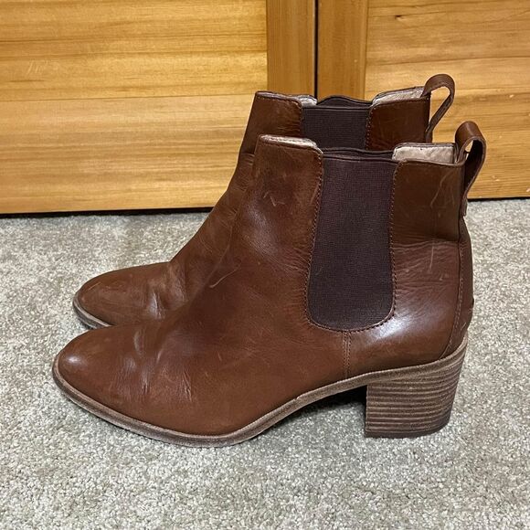 Madewell The Frankie Chelsea Brown Leather Heeled Booties size 11 - Picture 1 of 8